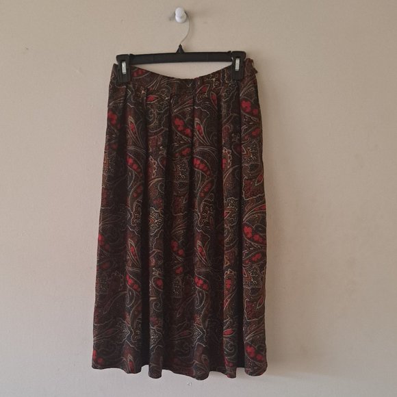 Pendleton Multicolored Rayon Paisley Pattern Pleated Midi Skirt - Size 10 - Picture 3 of 7